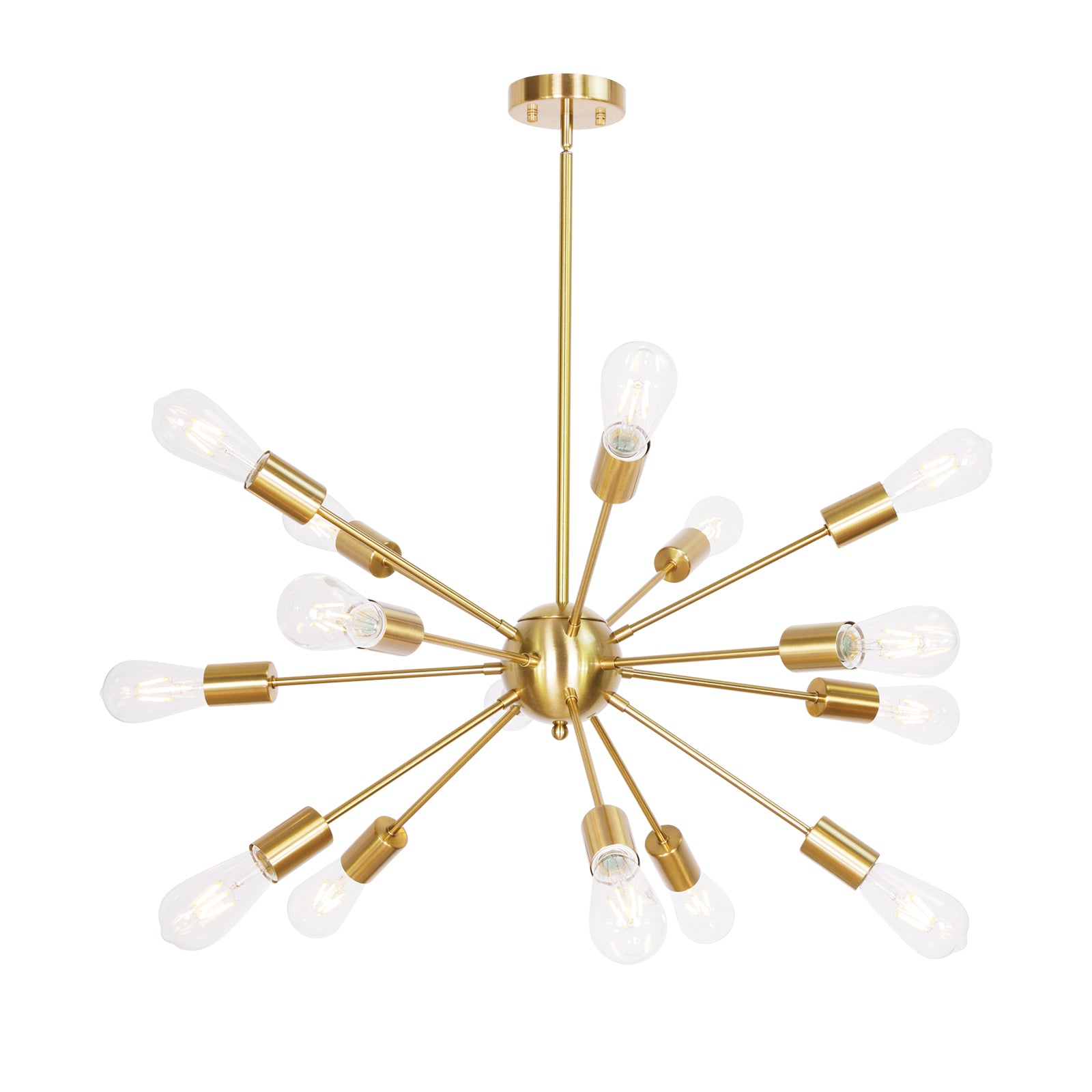 Brass Sputnik Ceiling Light – Multi-Directional 15-Light Chandelier with Customizable Height Kitchen Island Hanging Lights for dining rooms entryways