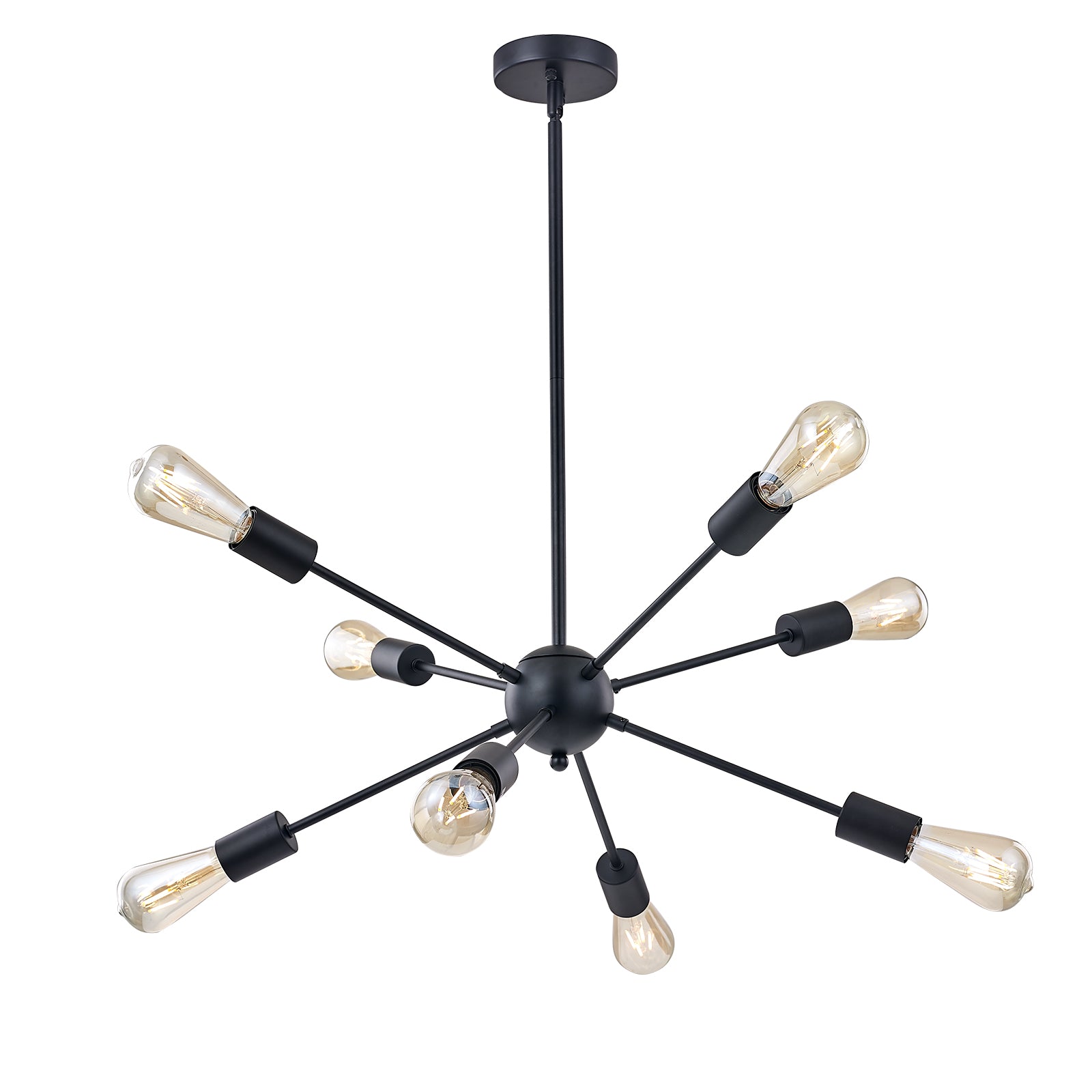 Black Sputnik Ceiling Light – Multi-Directional 8-Light Chandelier with Slopped Ceiling Kitchen Island Hanging Lights for dining rooms entryways