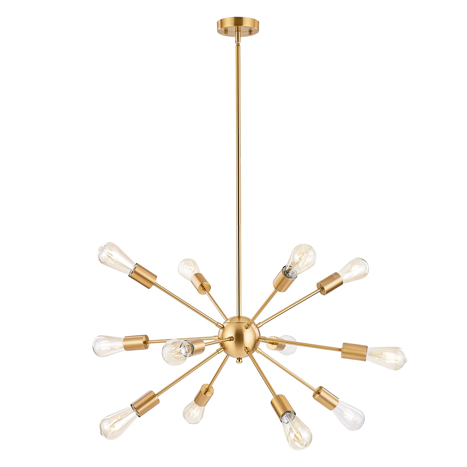 Brass Sputnik Ceiling Light – Multi-Directional 12-Light Chandelier with Customizable Height Kitchen Island Hanging Lights for dining rooms entryways