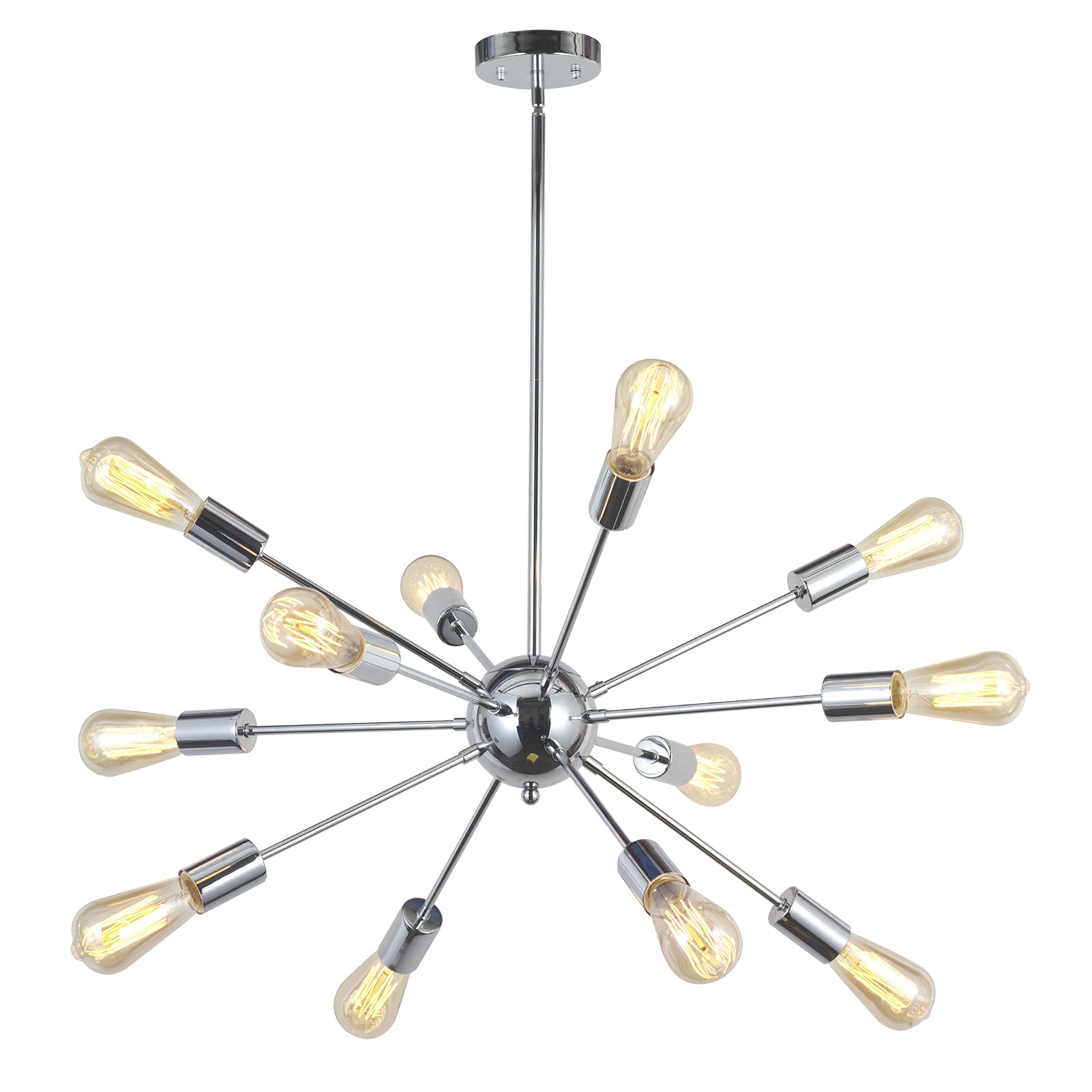 Chrome Sputnik Ceiling Light – Multi-Directional 12-Light Chandelier with Customizable Height Kitchen Island Hanging Lights for dining rooms entryways