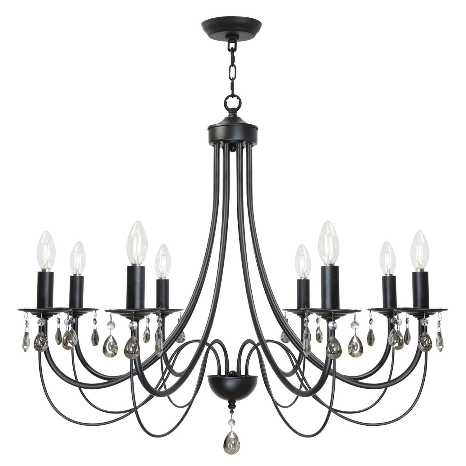 Crystal Chandeliers 8 Lights Black Chandelier Mid Century Ceiling Lighting Dining Room Light Fixtures Elegant Pendant Lighting for Dining Room
