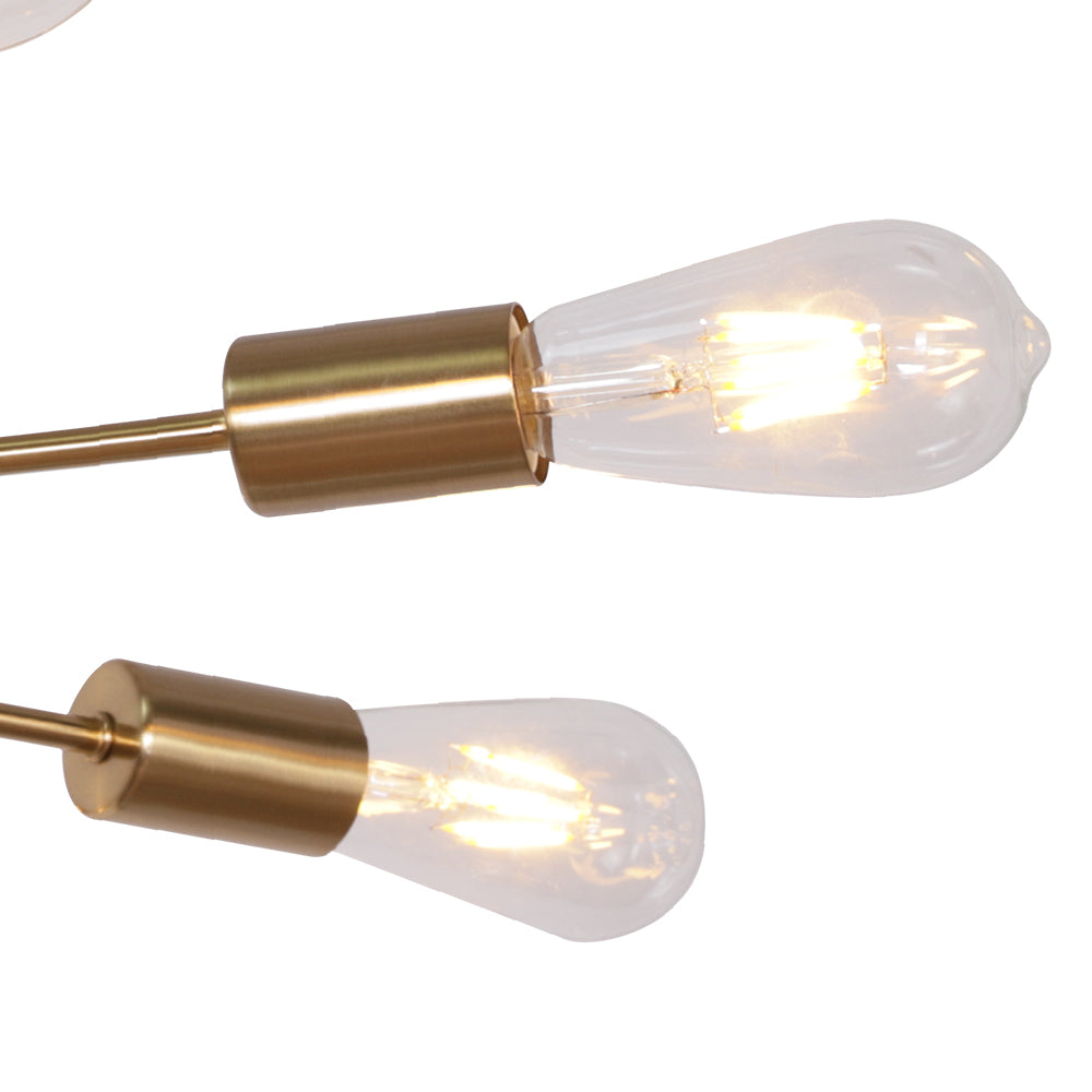 Mid-Century Sputnik Chandelier – Brass Durable Metal Finish for Sloped Ceilings 8 Adjustable Lights