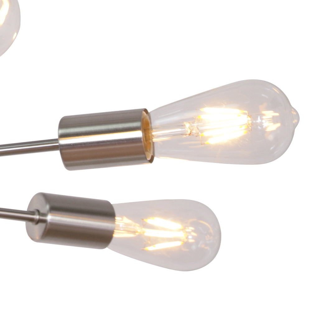 Mid-Century Sputnik Chandelier – Brushed Nickel Durable Metal Finish for Sloped Ceilings 8 Adjustable Lights